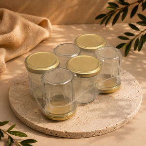 Pack de 6 pots à confiture 200 ml – couvercles dorés TO70