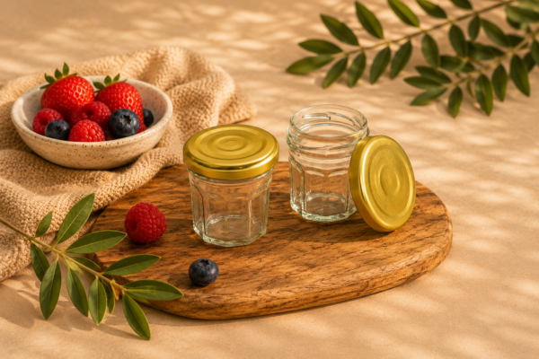 Pack de 12 pots à confiture 44 ml – couvercles dorés TO48