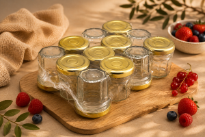 Pack de 12 pots à confiture 44 ml – couvercles dorés TO48