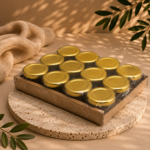 Pack de 12 pots à confiture 30 ml – couvercles dorés TO43