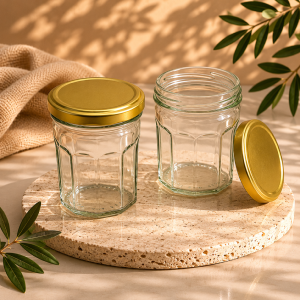 Pack de 6 pots à confiture 200 ml – couvercles dorés TO70