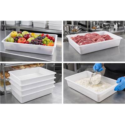 Bac alimentaire rectangulaire 12 litres – Polypropylène alimentaire blanc