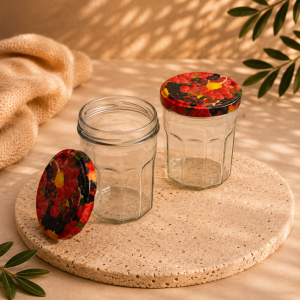 Pack de 6 pots à confiture 324 ml – couvercles décor fruits TO82