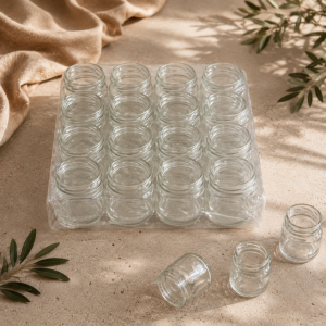Pack de 20 pots en verre cylindriques 212 ml (250 g) – bouchage TO63 – sans couvercle
